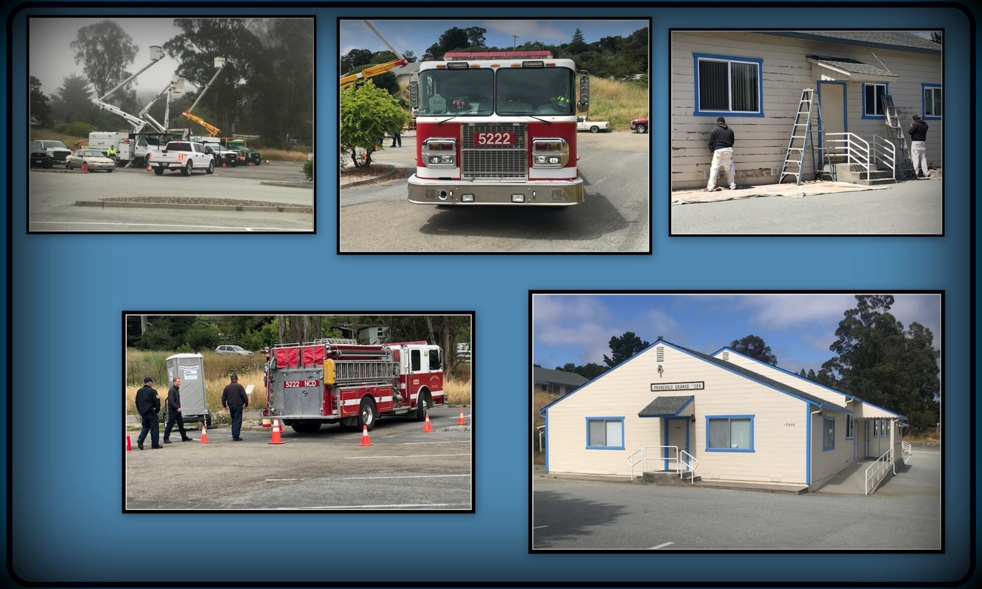 June 2023 Activities Paint Job and Community Services at the Grange #388 Fire Trucks, Large Hall and Tree Trimmers