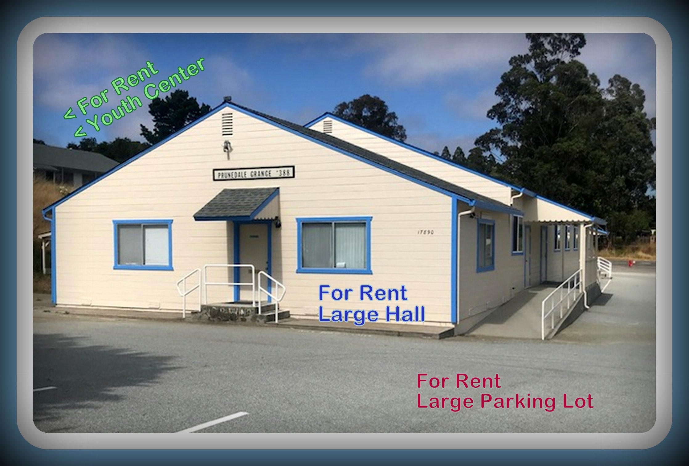 Rent our Youth Center or Large Hall or Parking Lot or all 3